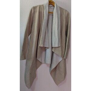 Zara Cardigan Sweater Women Small Tan Knit Acrylic Long Sleeve Drape Front (A14)